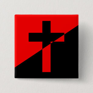 Macaron Carré 5 Cm Drapeau Christian Socialism & Anarchism (Libératio