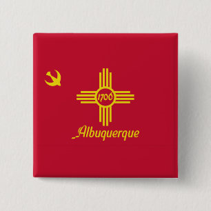 Macaron Carré 5 Cm Drapeau d'Albuquerque, bouton à revers Nouvelle-Me