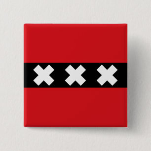 Macaron Carré 5 Cm Drapeau d'Amsterdam, Pays-Bas