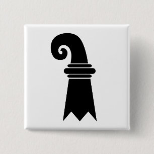 Macaron Carré 5 Cm Drapeau de Bâle, Suisse