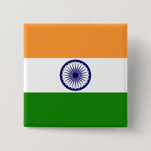 Macaron Carré 5 Cm Drapeau de bouton de l'Inde