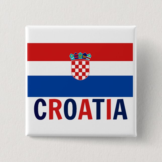 Macaron Carré 5 Cm Drapeau de Croatie (Devant)