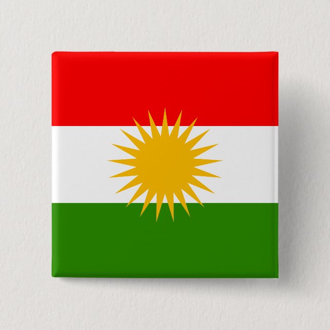 Macaron Carré 5 Cm Drapeau de haute qualité du Kurdistan (Devant)