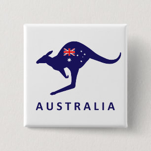 MACARON CARRÉ 5 CM DRAPEAU DE KANGOUROU DE L'AUSTRALIE