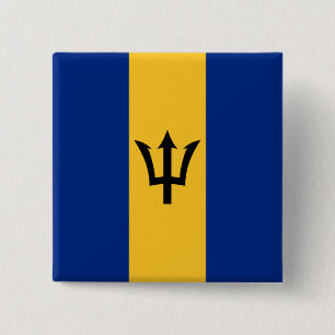 Macaron Carré 5 Cm Drapeau de la Barbade (Bajan)