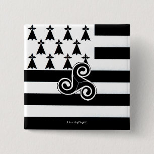 Macaron Carré 5 Cm Drapeau de la Bretagne (Breton)