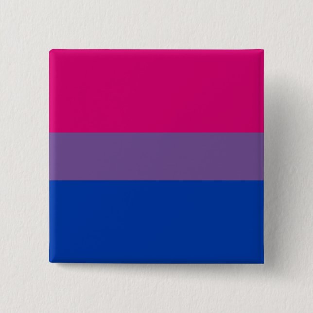 Macaron Carré 5 Cm Drapeau de la fierté bisexuelle (Devant)