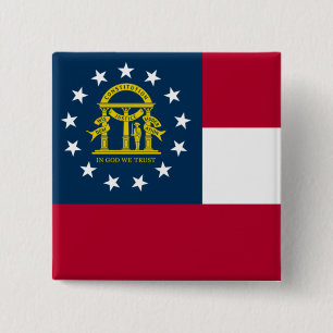 Macaron Carré 5 Cm Drapeau de la Géorgie (États-Unis)
