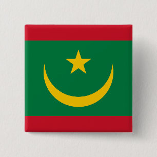 Macaron Carré 5 Cm Drapeau de la Mauritanie