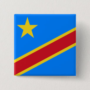 Macaron Carré 5 Cm Drapeau de la RDC (République démocratique du Cong
