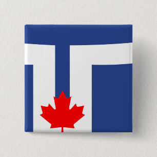 Macaron Carré 5 Cm drapeau de la ville de Toronto symbole