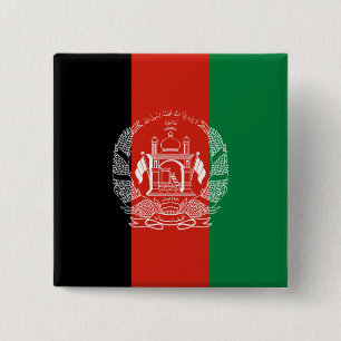 Macaron Carré 5 Cm Drapeau de l'Afghanistan