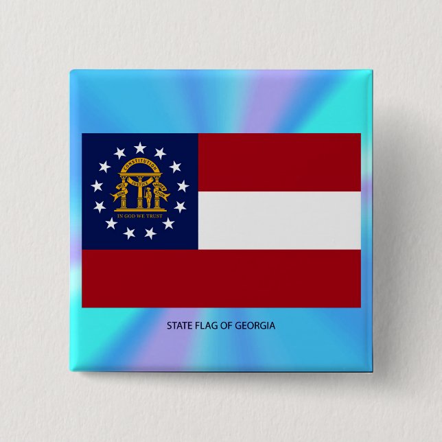 Macaron Carré 5 Cm Drapeau de l'État de Géorgie (Devant)
