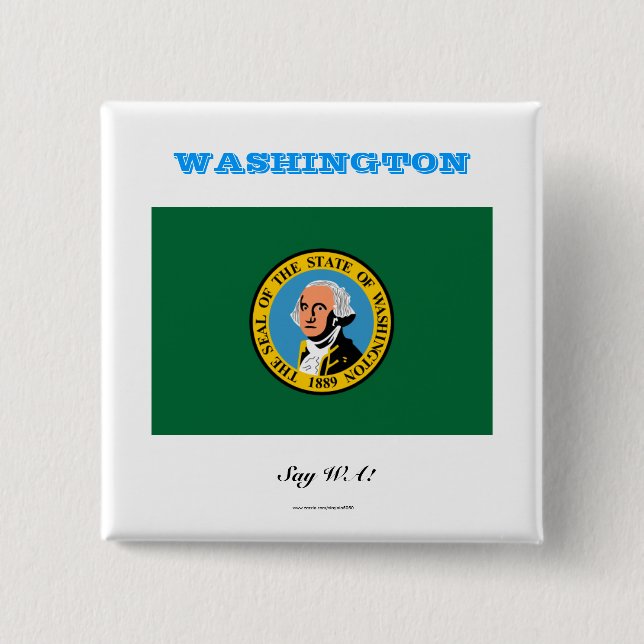 Macaron Carré 5 Cm drapeau de l'État de WASHINGTON (Devant)