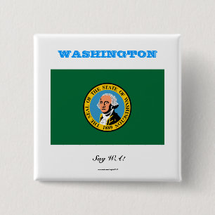 Macaron Carré 5 Cm drapeau de l'État de WASHINGTON