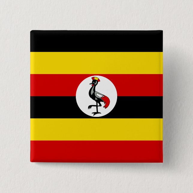 Macaron Carré 5 Cm Drapeau de l'Ouganda (Devant)