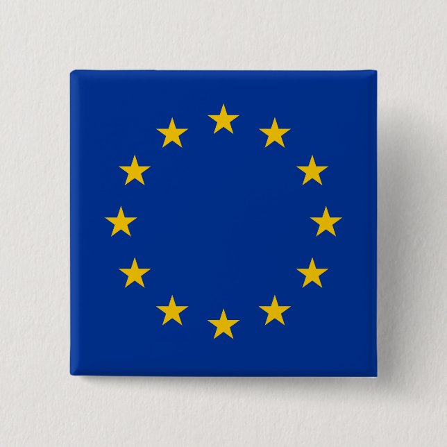 Macaron Carré 5 Cm Drapeau de l'Union européenne (UE) (Europe) (Devant)