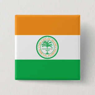 Macaron Carré 5 Cm Drapeau de Miami, Floride Pinback Button