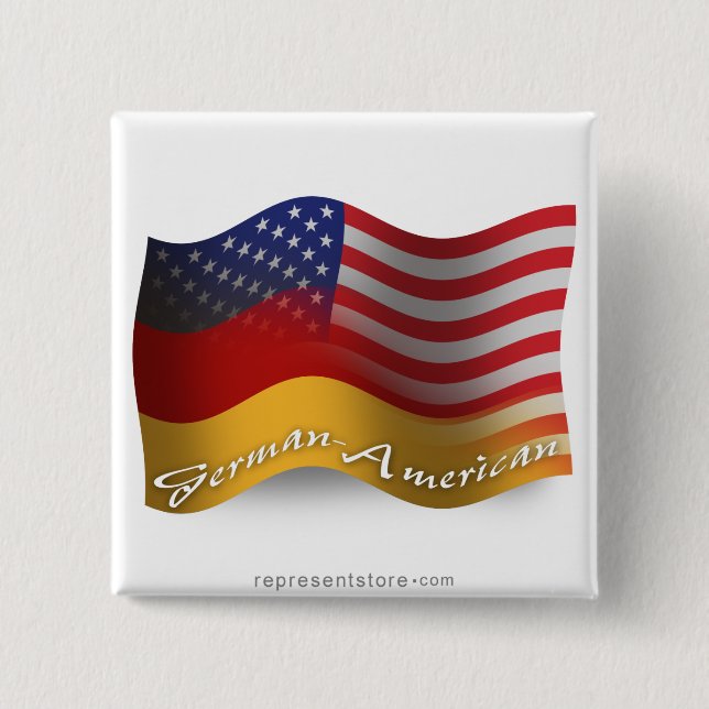 Macaron Carré 5 Cm Drapeau de ondulation Allemand-Américain (Devant)