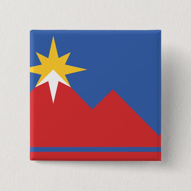 Macaron Carré 5 Cm Drapeau de Pocatello, Idaho (Devant)