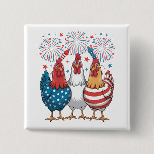 Macaron Carré 5 Cm Drapeau de poulet USA Patriotique 4 juillet Carré