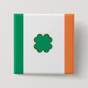 Macaron Carré 5 Cm Drapeau de shamrock de l'Irlande
