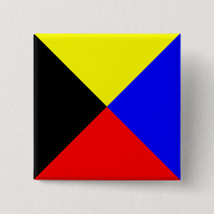 Macaron Carré 5 Cm Drapeau de signalisation maritime ICS Zoulou