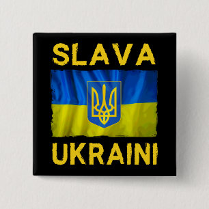 Macaron Carré 5 Cm Drapeau de Slava Ukraini slava ukraini