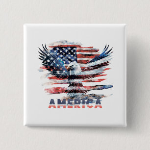 Macaron Carré 5 Cm Drapeau des États-Unis. Amérique
