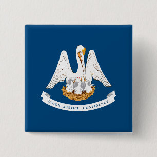 Macaron Carré 5 Cm Drapeau d'État de Louisiane