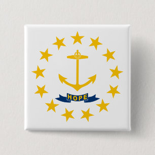 Macaron Carré 5 Cm Drapeau d'État de Rhode Island