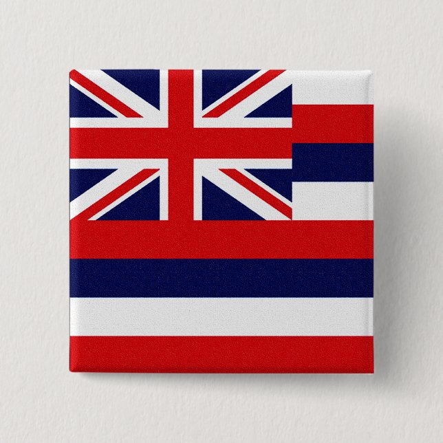 Macaron Carré 5 Cm Drapeau d'État d'Hawaii (Devant)