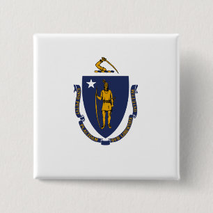 Macaron Carré 5 Cm Drapeau d'État du Massachusetts