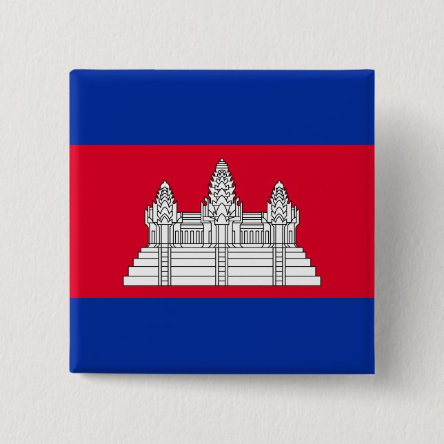 Macaron Carré 5 Cm Drapeau du Cambodge (Devant)