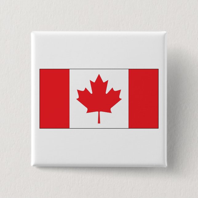 Macaron Carré 5 Cm Drapeau du Canada (Devant)