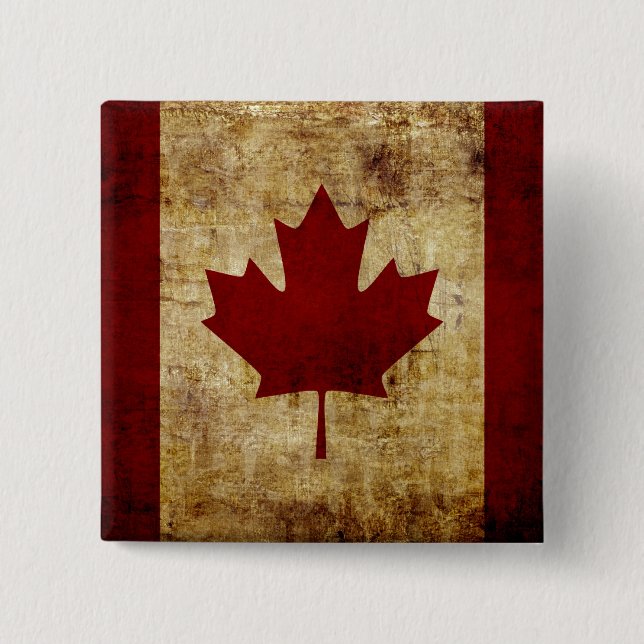 Macaron Carré 5 Cm Drapeau du Canada / grunge (Devant)