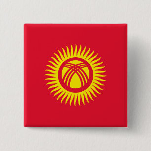 Macaron Carré 5 Cm Drapeau du Kirghizistan