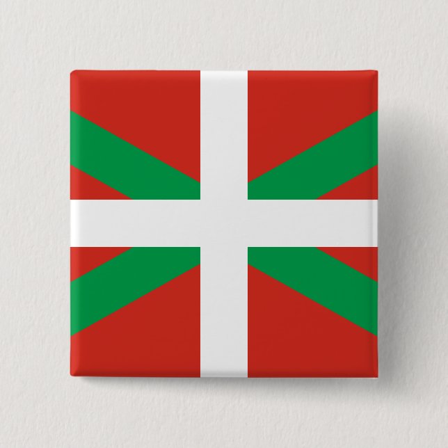 Macaron Carré 5 Cm Drapeau du Pays basque (Devant)