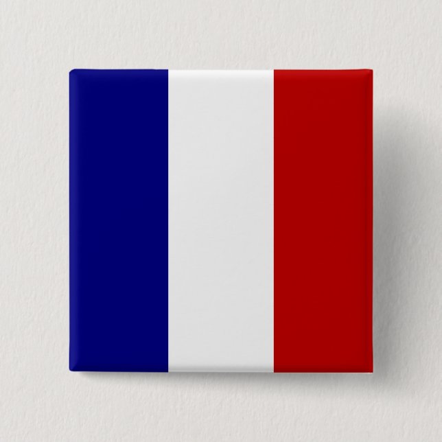 Macaron Carré 5 Cm Drapeau entièrement français (Devant)