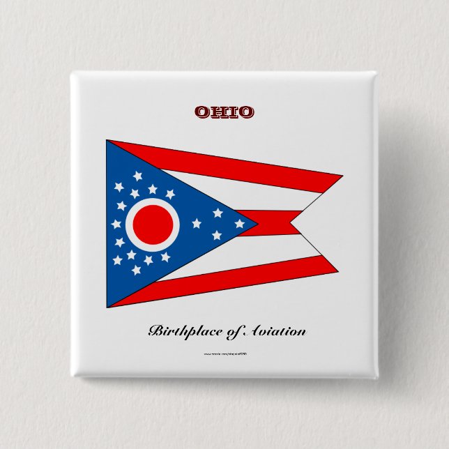 Macaron Carré 5 Cm Drapeau et slogan de l'État de l'Ohio (Devant)