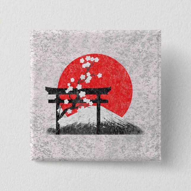 Macaron Carré 5 Cm Drapeau et symboles du Japon ID153 (Devant)