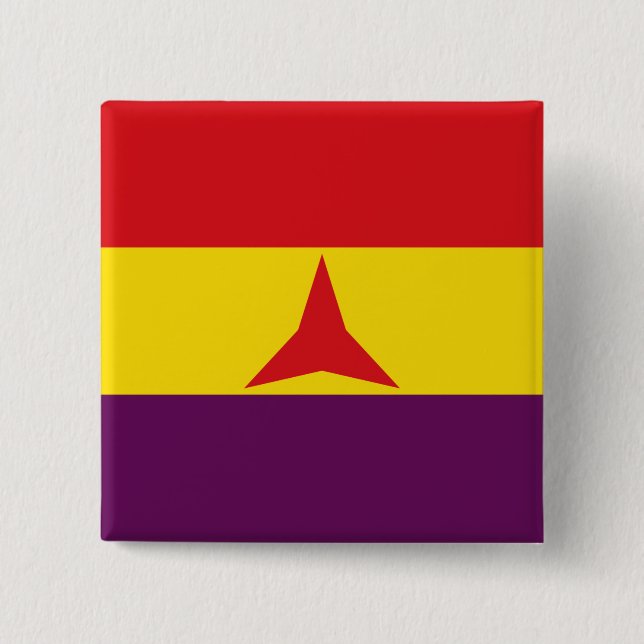 Macaron Carré 5 Cm Drapeau international des brigades (Guerre civile  (Devant)