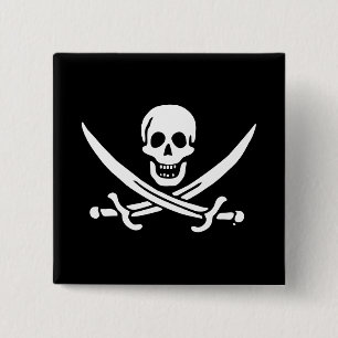 Macaron Carré 5 Cm Drapeau Jolly roger de pirate