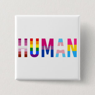 Macaron Carré 5 Cm Drapeau LGBT HUMAN Mois Gay pride Transgenre