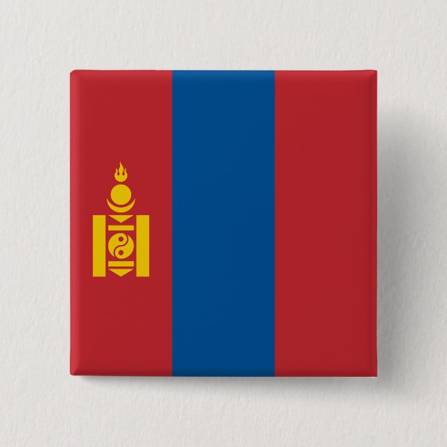 Macaron Carré 5 Cm Drapeau mongol (Devant)