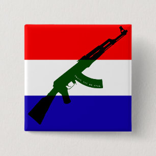 Macaron Carré 5 Cm Drapeau néerlandais avec AK47