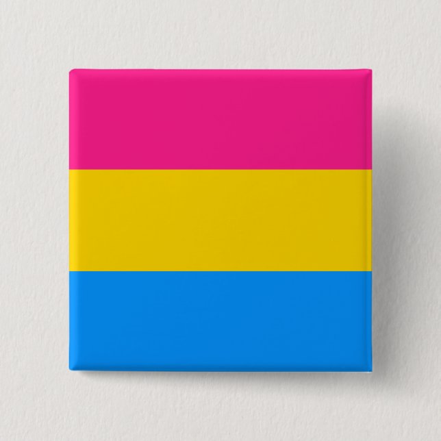 Macaron Carré 5 Cm Drapeau Pansexual (Devant)