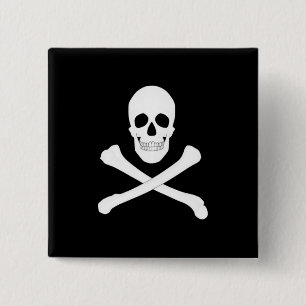 Macaron Carré 5 Cm Drapeau Pirate (Jolly roger)