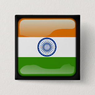 Macaron Carré 5 Cm Drapeau poli indien