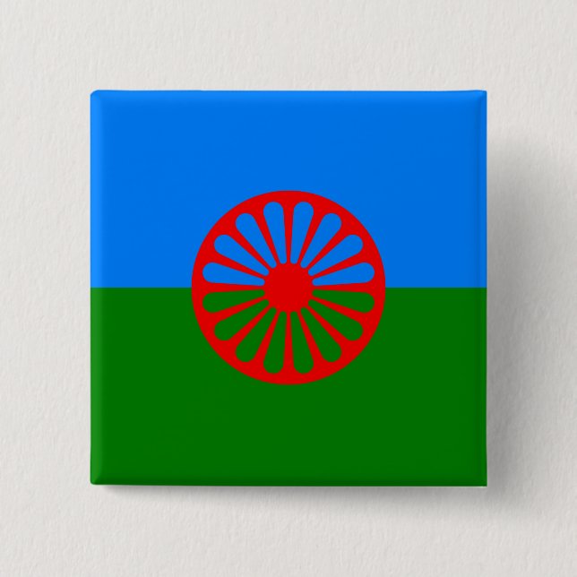 Macaron Carré 5 Cm Drapeau romani (Devant)